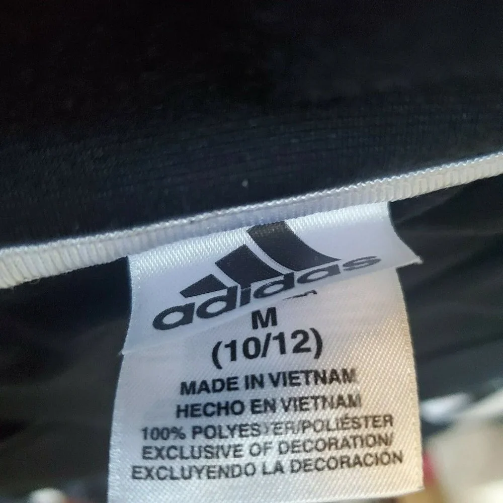 ADIDAS Essentials 3 Stripe Track Jacket Unisex Size 10/12 Black & White Full Zip